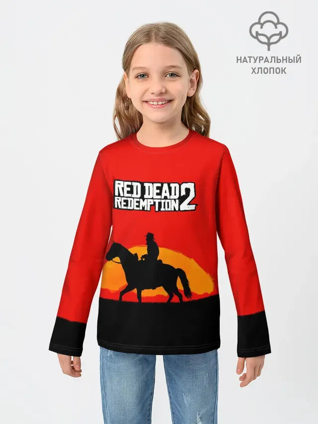 Детский лонгслив с принтом «Cowboy — Red Dead Redemption 2»