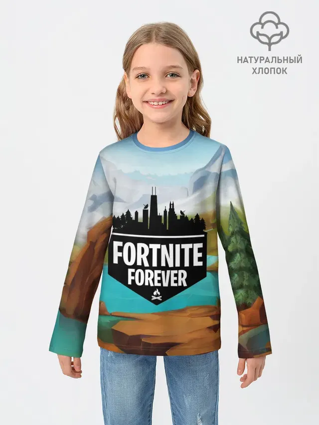 Детский лонгслив с принтом «Фортнайт — Fortnite Forever»