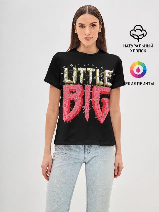 Женская базовая футболка с принтом «Little Big»