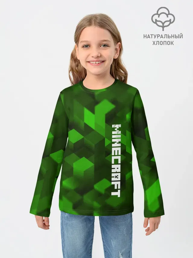 Детский лонгслив с принтом «Майнкрафт — MINECRAFT 2019»