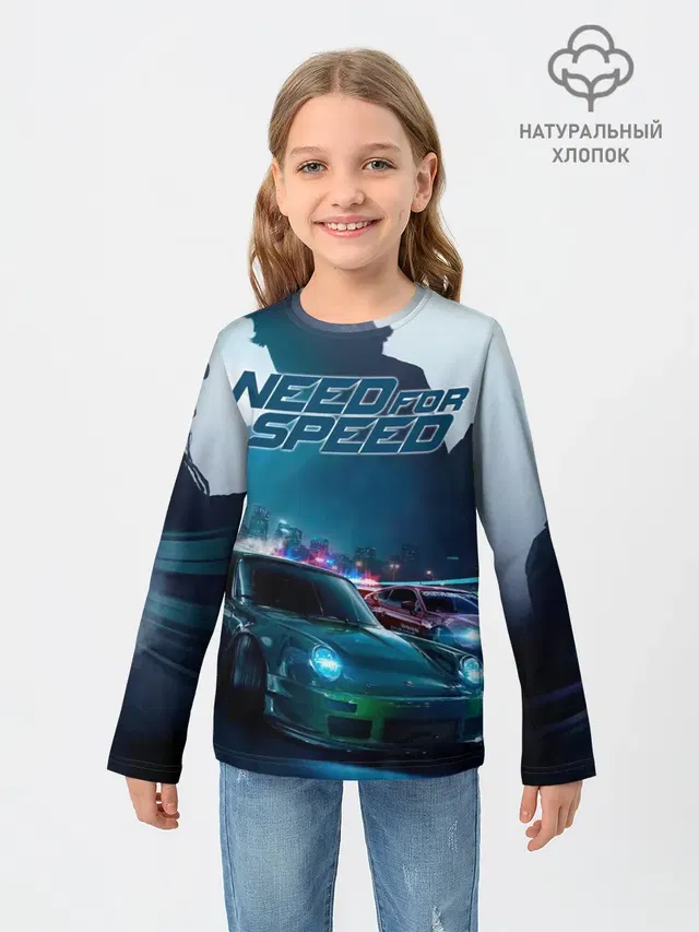 Детский лонгслив с принтом «Need for Speed»