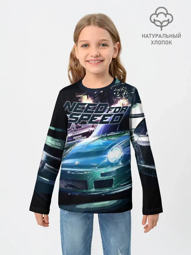 Детский лонгслив с принтом «Need for Speed»