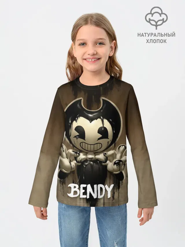 Детский лонгслив с принтом «Bendy and the ink machine — Bendy»