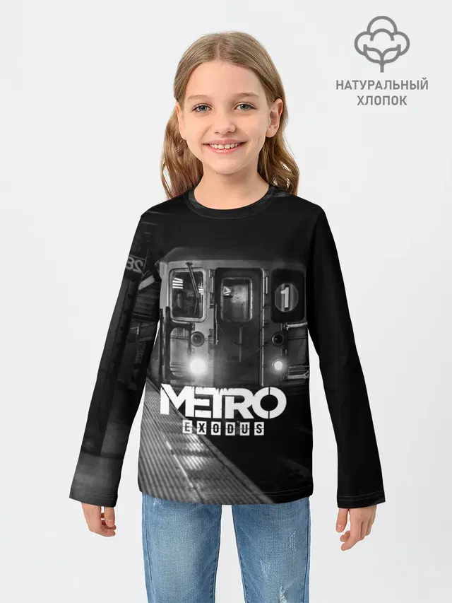Детский лонгслив с принтом «Metro»