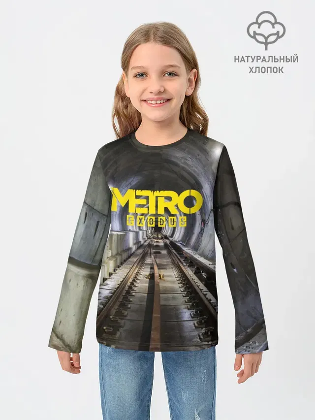 Детский лонгслив с принтом «Майнкрафт — METRO EXODUS»
