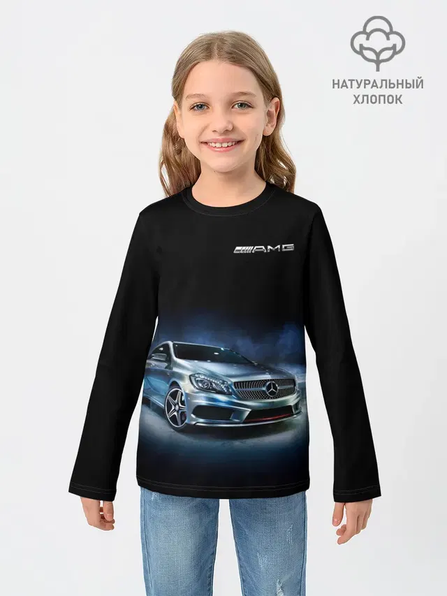 Детский лонгслив с принтом «Merсedes — Mercedes AMG»
