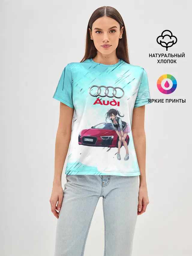Женская базовая футболка с принтом «Audi»