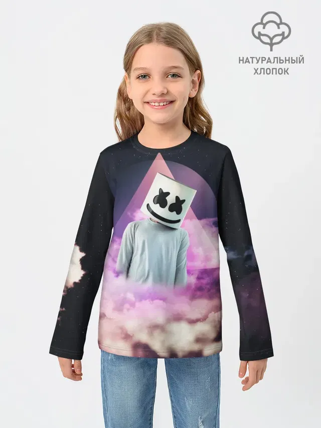Детский лонгслив с принтом «Marshmello — Marshmallow»