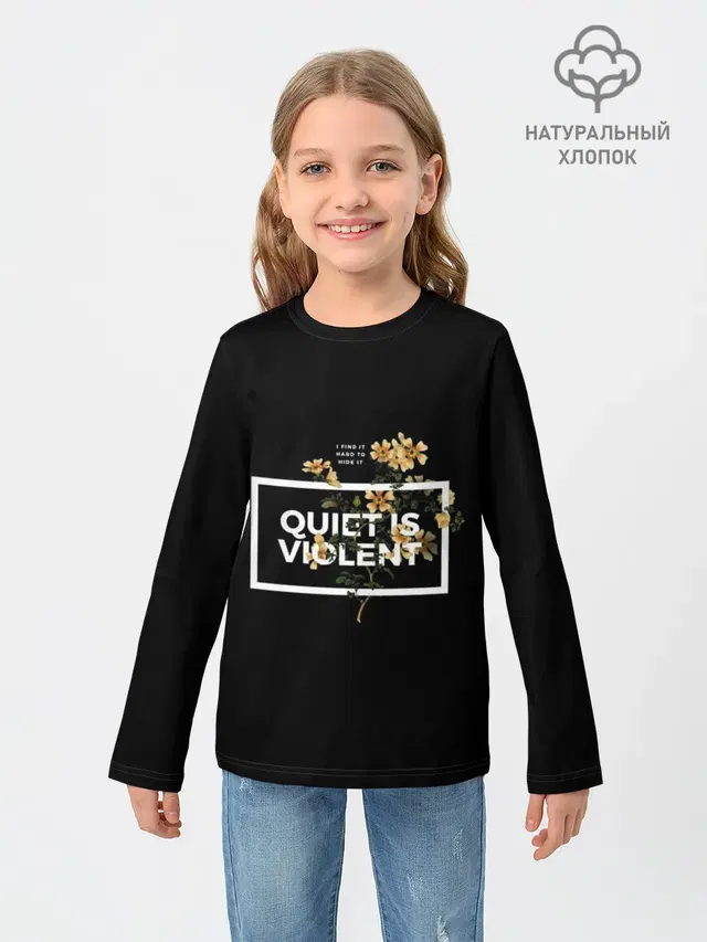 Детский лонгслив с принтом «TOP. Quiet Is Violent»