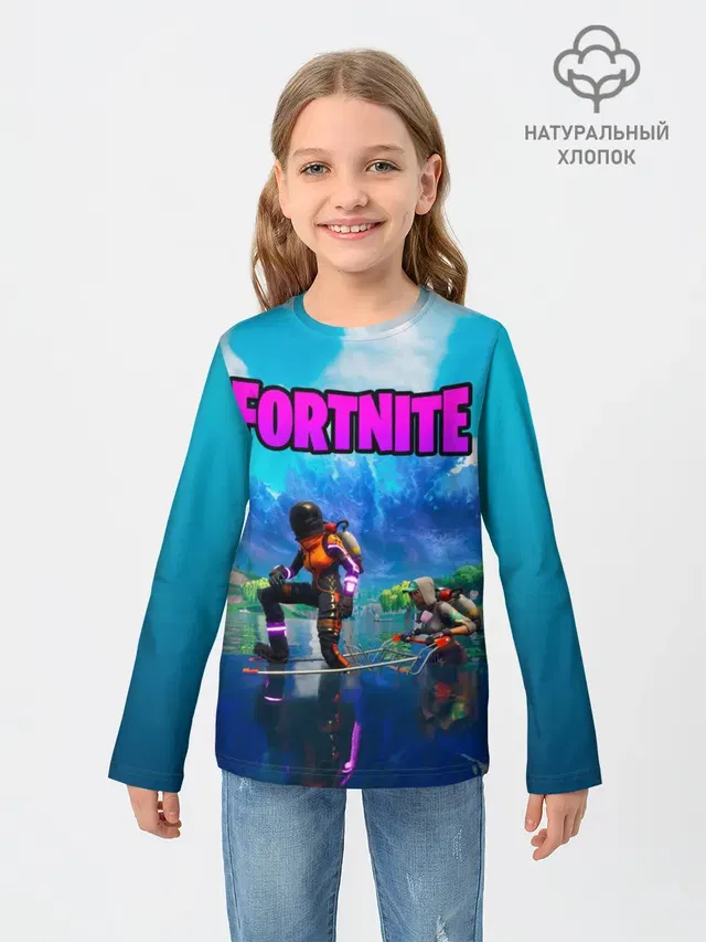 Детский лонгслив с принтом «Фортнайт — Fortnite повозка»