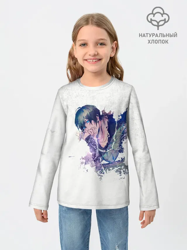 Детский лонгслив с принтом «Романтичный Ято. БЕЗДОМНЫЙ БОГ»