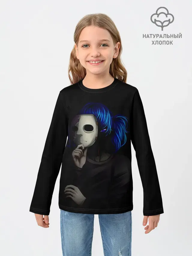 Детский лонгслив с принтом «Blue hair»