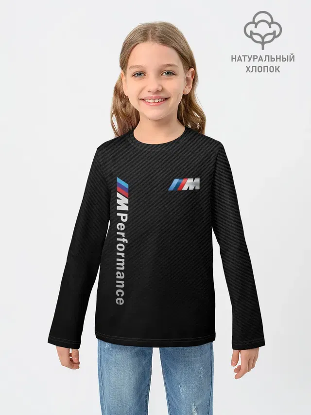 Детский лонгслив с принтом «BMW — BMW M PERFORMANCE»