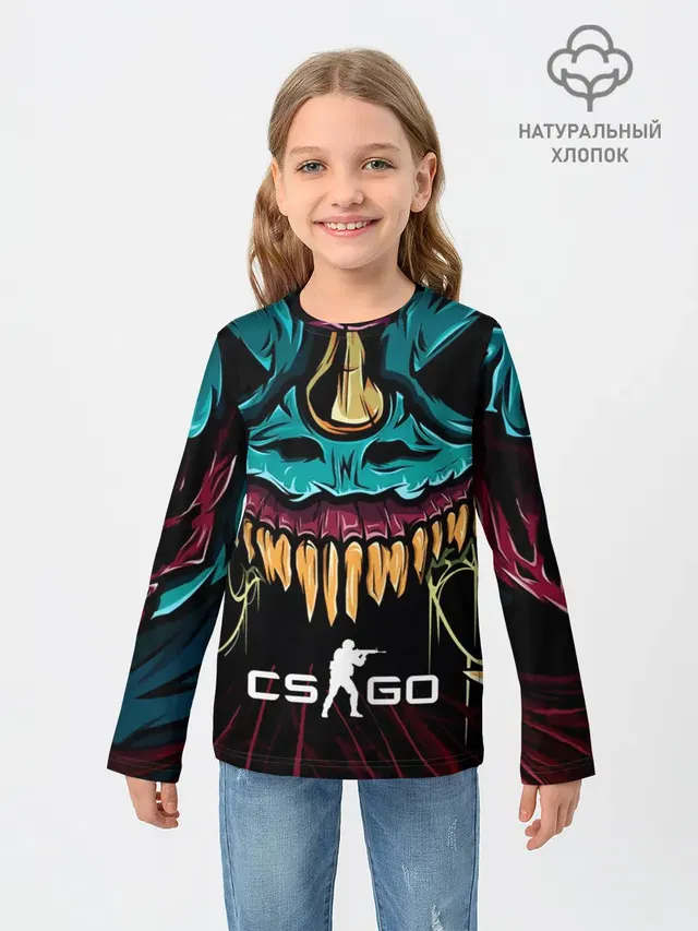 Детский лонгслив с принтом «Counter-Strike — CS GO hyper beast skin»