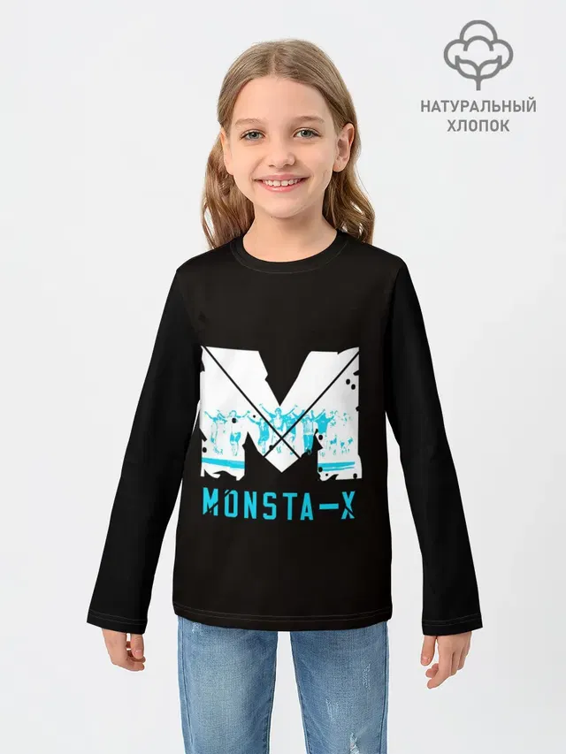 Детский лонгслив с принтом «MONSTA X»