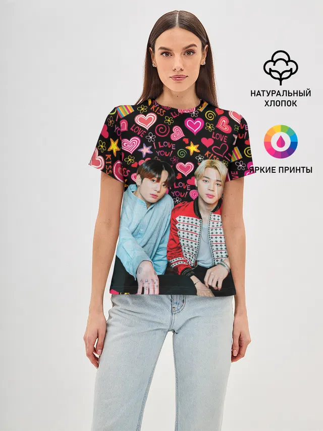 Женская базовая футболка с принтом «BTS — BTS ЧиГуки»