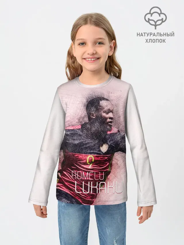 Детский лонгслив с принтом «Манчестер Юнайтед — Romelu Lukaku»