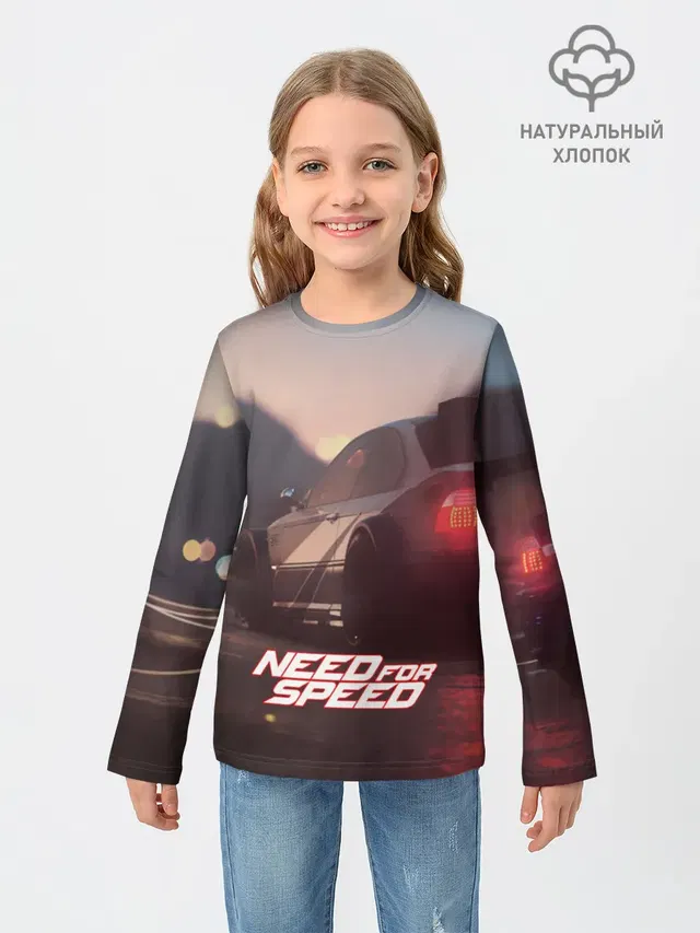 Детский лонгслив с принтом «NFS»