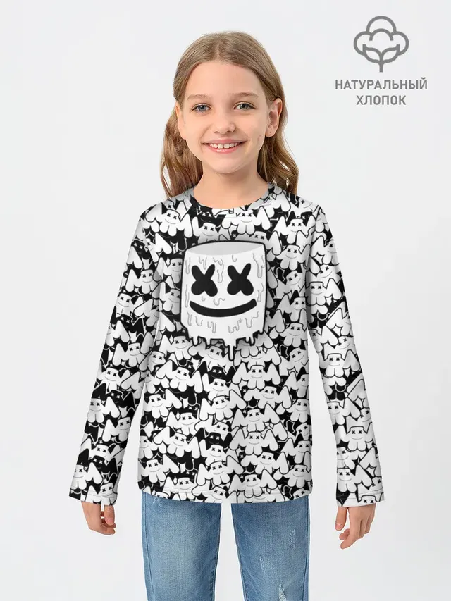 Детский лонгслив с принтом «Marshmello»