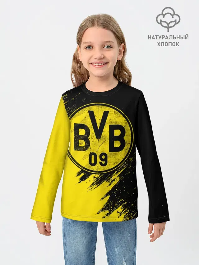 Детский лонгслив с принтом «Borussia Dortmund — Боруссия Дортмунд»