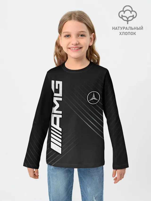 Детский лонгслив с принтом «АМГ — Mercedes»