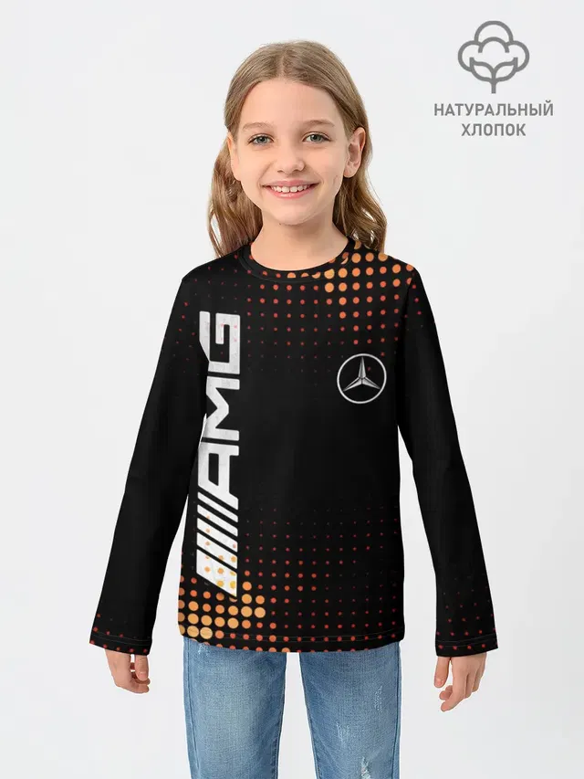 Детский лонгслив с принтом «Halftone — Mercedes»
