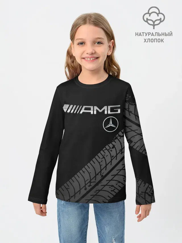 Детский лонгслив с принтом «Mercedes-AMG — Mercedes»