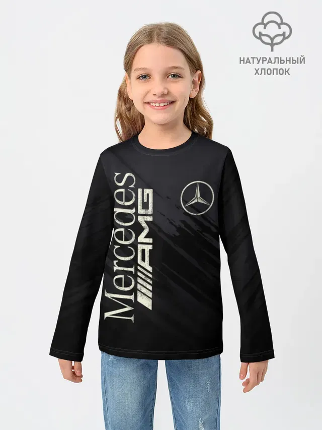 Детский лонгслив с принтом «Mercedes-AMG — Mercedes»