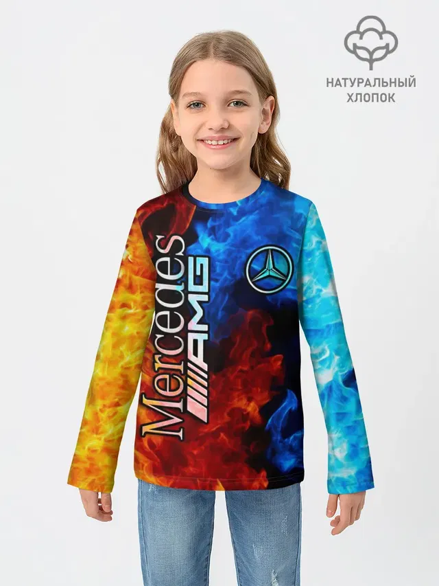 Детский лонгслив с принтом «Merсedes — Mercedes»