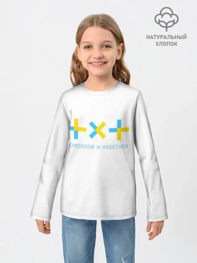 Детский лонгслив с принтом «TXT — TOMORROW X TOGETHER»