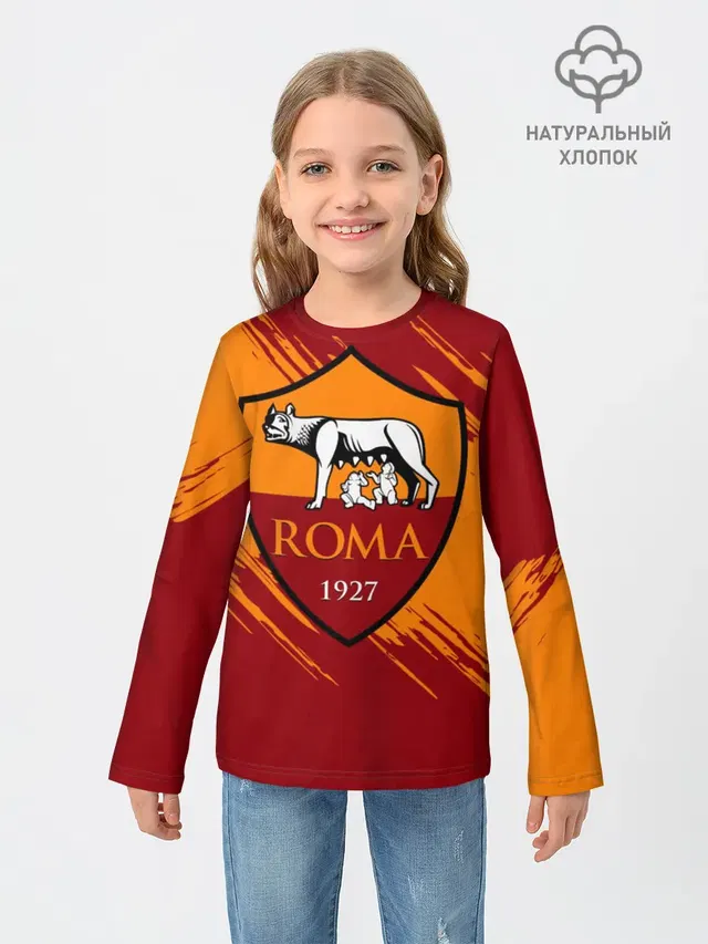 Детский лонгслив с принтом «Roma»