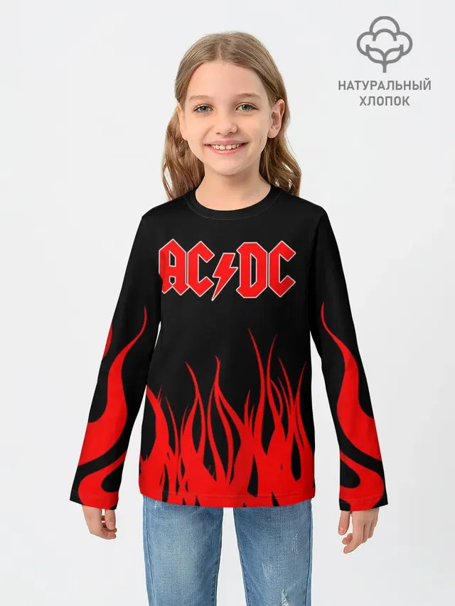 Детский лонгслив с принтом «AC DC Acdc Ac-Dc»