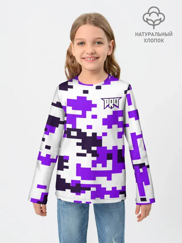 Детский лонгслив с принтом «digital camouflage»