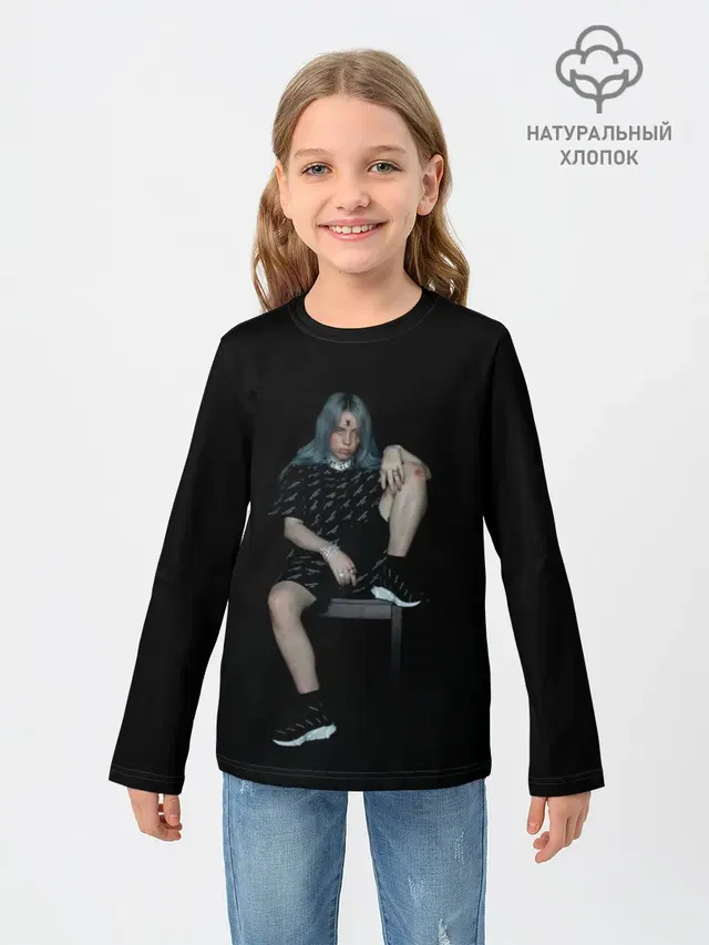 Детский лонгслив с принтом «Billie Eilish»