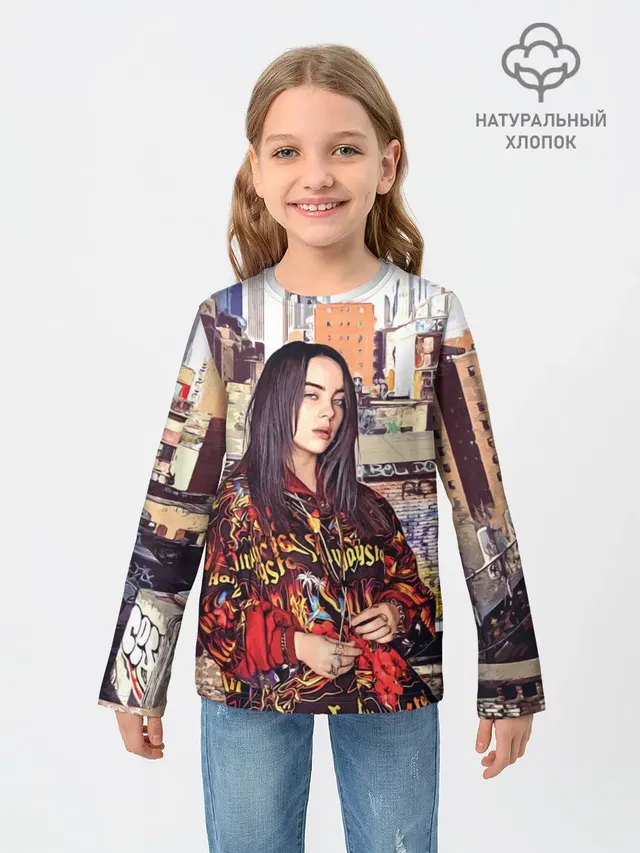 Детский лонгслив с принтом «Billie Eilish»