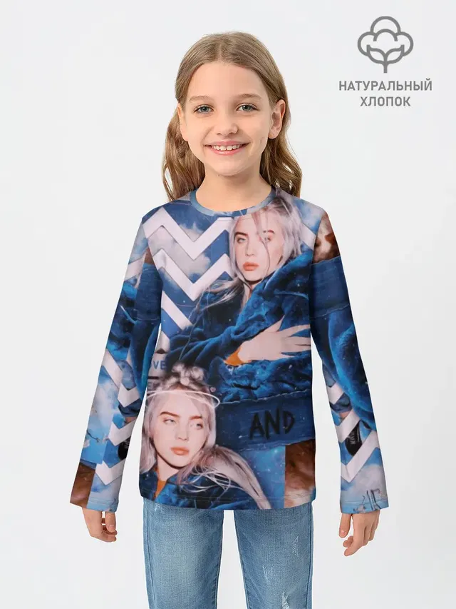 Детский лонгслив с принтом «Billie Eilish»