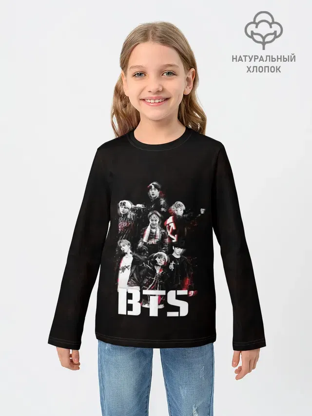 Детский лонгслив с принтом «BTS»
