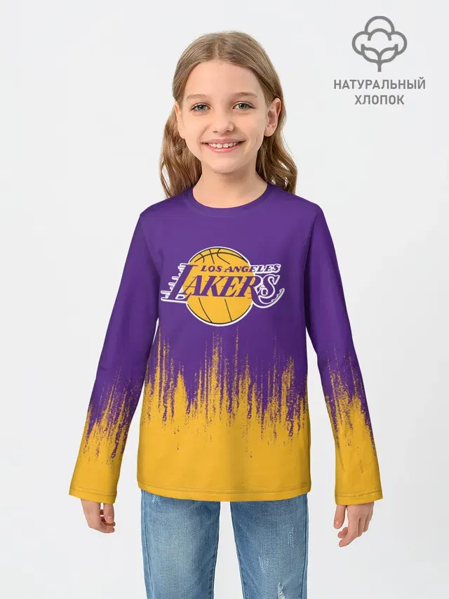 Детский лонгслив с принтом «Лейкерс — LA LAKERS»