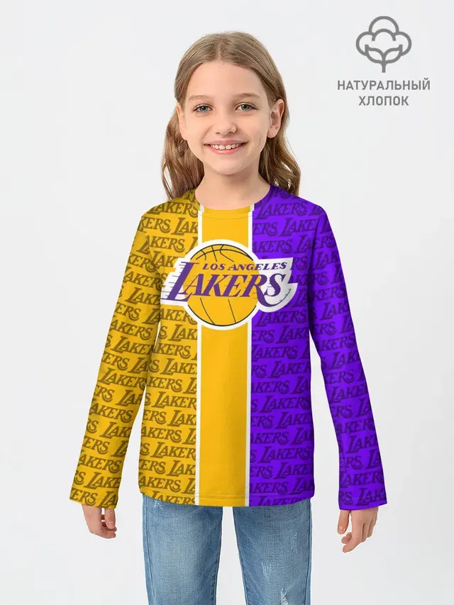 Детский лонгслив с принтом «Лейкерс — LA LAKERS»