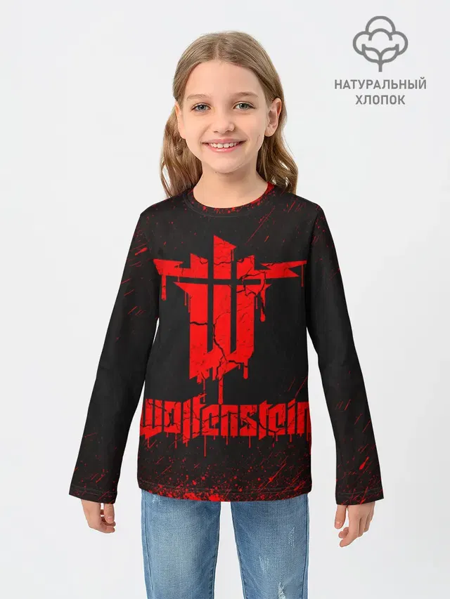 Детский лонгслив с принтом «Wolfenstein»
