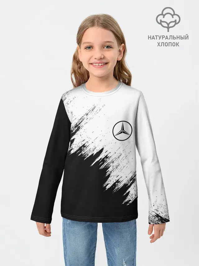 Детский лонгслив с принтом «Merсedes — Mercedes»