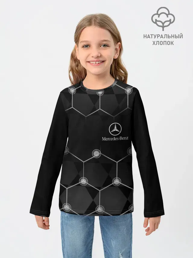 Детский лонгслив с принтом «Mercedes-Benz — Mercedes»