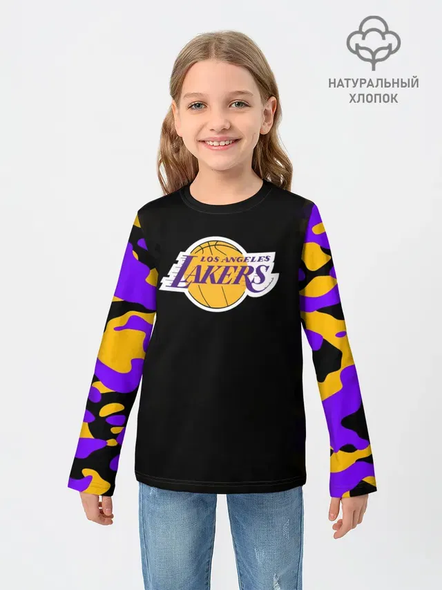 Детский лонгслив с принтом «Лейкерс — LA LAKERS»