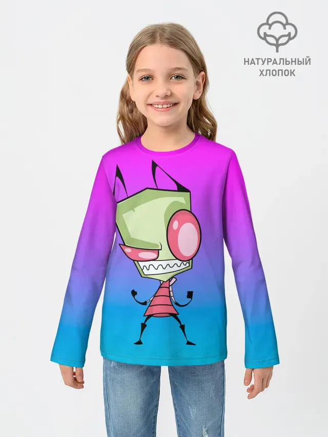 Детский лонгслив с принтом «Invader Zim — Захватчик Зим»