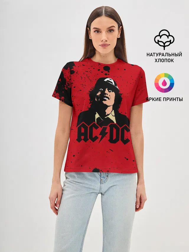 Женская базовая футболка с принтом «Angus Young»