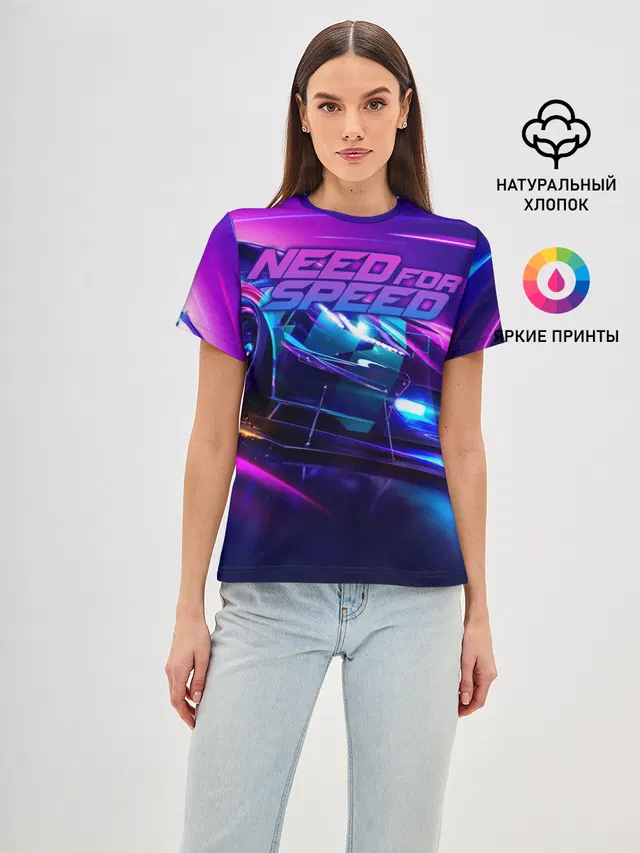 Женская базовая футболка с принтом «Chevrolet Corvette — Need for Speed»