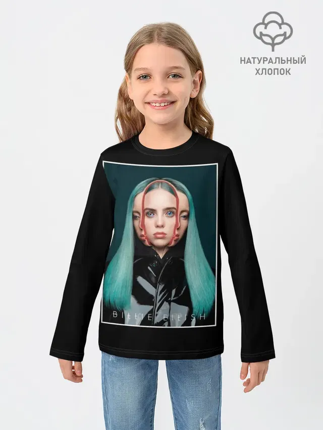 Детский лонгслив с принтом «Billie Eilish»