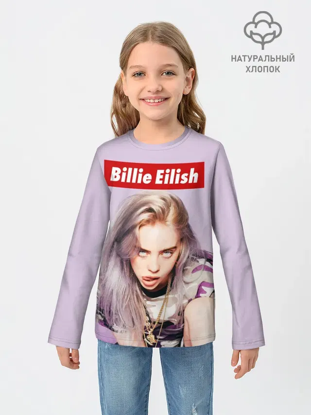 Детский лонгслив с принтом «Billie Eilish»