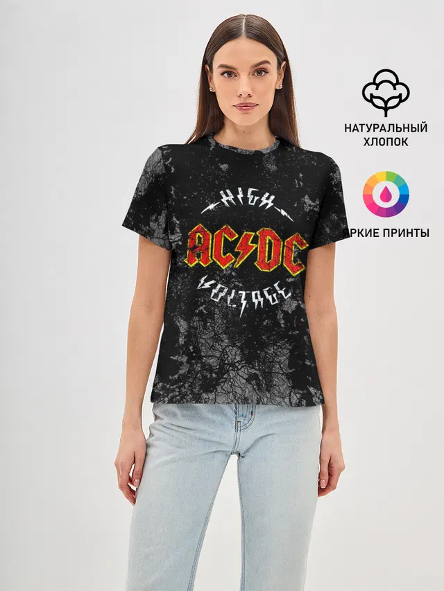Женская базовая футболка с принтом «AC/DC»