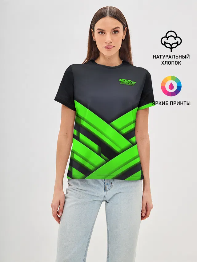 Женская базовая футболка с принтом «Abstract stripes — Need for Speed»